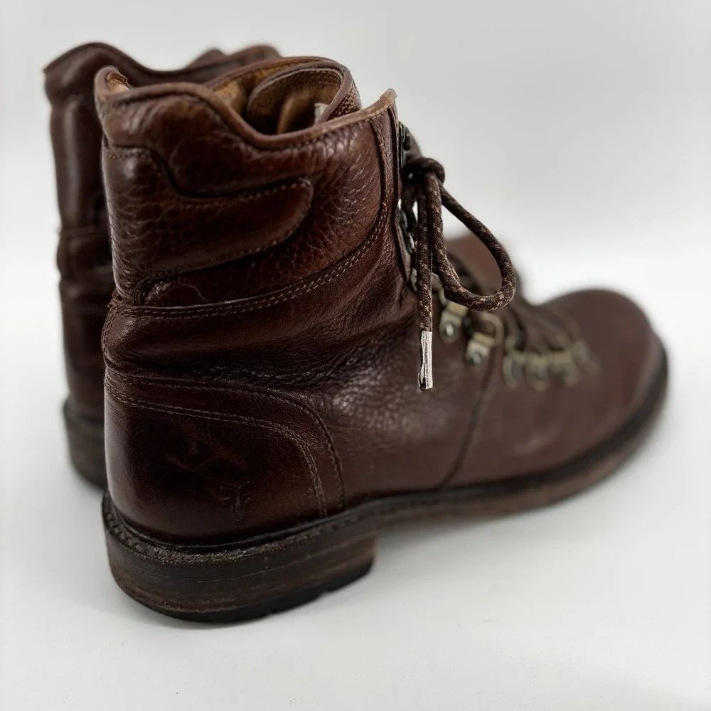 Vintage Frye Men's Brown Cognac Leather Lace-Up Boots 9.5D HikeWork Gorpcore